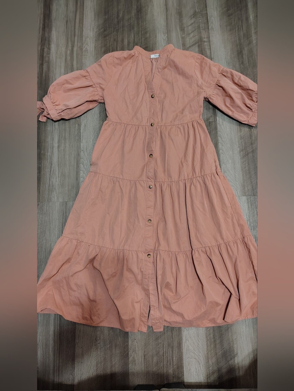 Avara Button-Front Tiered Dress in Dusty Rose Size Small
